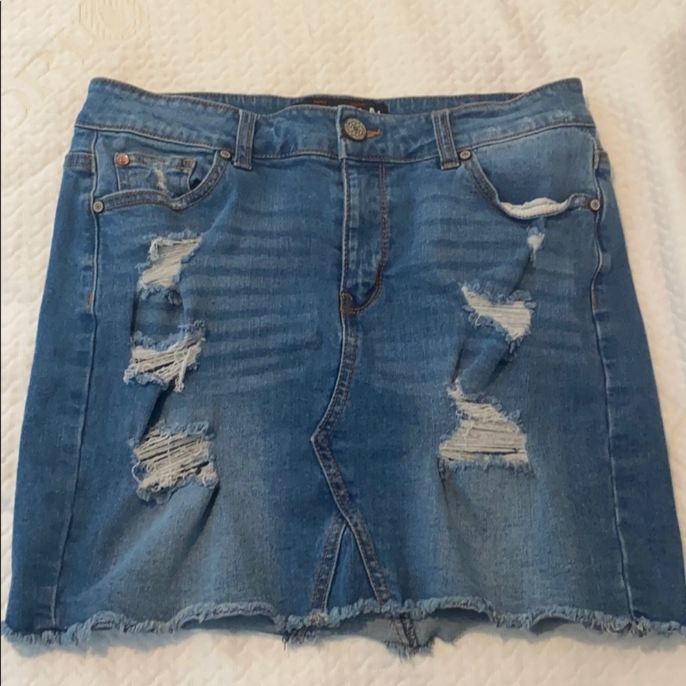 jean ripped skirt